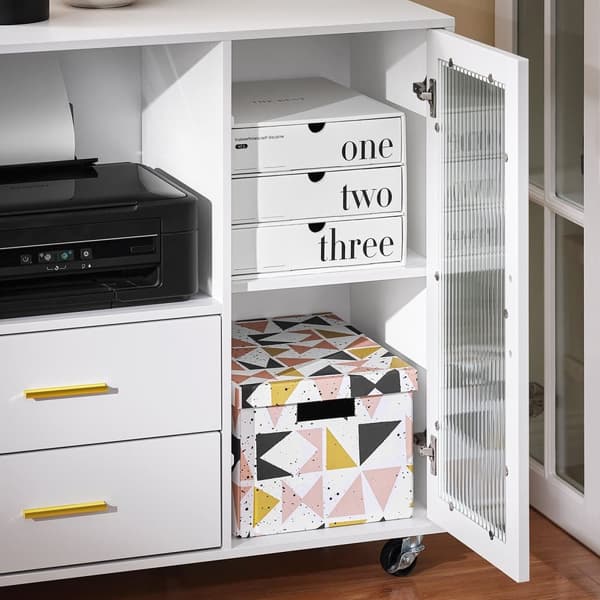 SoBuy Arkivskab Printer Stand Mobilt Arkivskab Sidebord Skænk ASK09-W