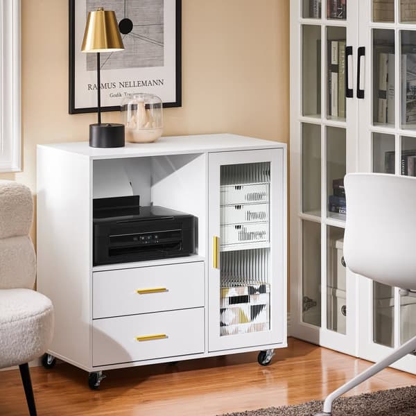 SoBuy Arkivskab Printer Stand Mobilt Arkivskab Sidebord Skænk ASK09-W