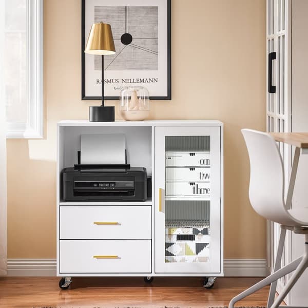 SoBuy Arkivskab Printer Stand Mobilt Arkivskab Sidebord Skænk ASK09-W