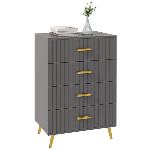 Rootz 4 skuffe Brystopbevaringsmøbler - Kommode - Soveværelsesarrangør - Guld aluminiumben - 60L x 40W x 90 timer cm
