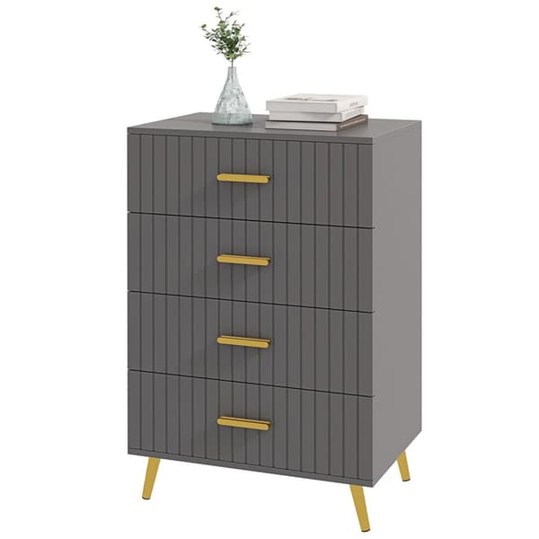Rootz 4 skuffe Brystopbevaringsmøbler - Kommode - Soveværelsesarrangør - Guld aluminiumben - 60L x 40W x 90 timer cm