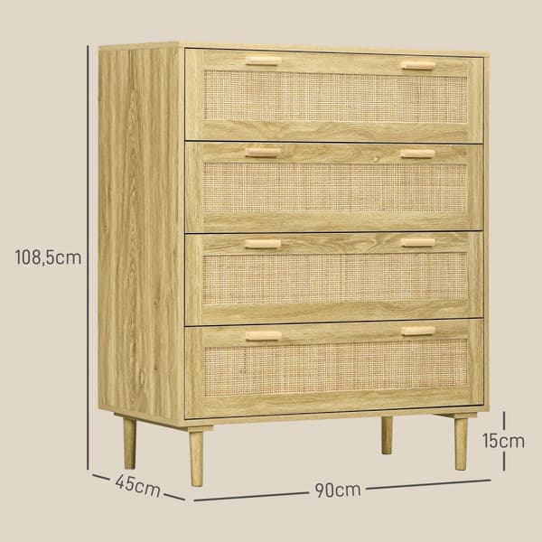 Rootz 4 -laatikon rintakehä - säilytyskalusteet - lipasto - ruskea - Bohemian Rattan Style - 90cm x 45cm x 108,5 cm