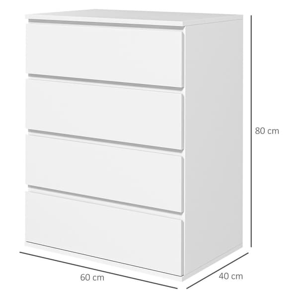 Rootz 4 skuffe bryst - opbevaringsmøbler - minimalistisk design - håndløst - 60 x 40 x 80 cm - hvid finish til moderne elegance