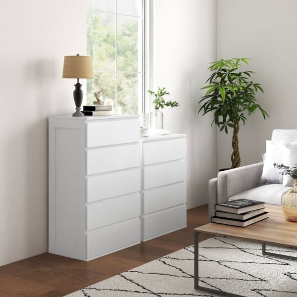Rootz 4 skuffe bryst - opbevaringsmøbler - minimalistisk design - håndløst - 60 x 40 x 80 cm - hvid finish til moderne elegance