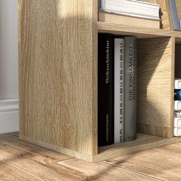 Rootz boghyldebænk - 2 -i -1 møbler - moderne reol - 6 rum - inkluderer puder - 102L x 30W x 61H cm - brun grå