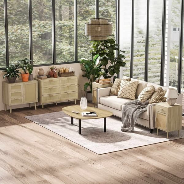 Rootz Bohemian Style -kaappikalusteet - Rattan Front Storage Unit - Keittiön buffet - 80L x 36W X 75H CM - Toiminnallinen ja tyylikäs
