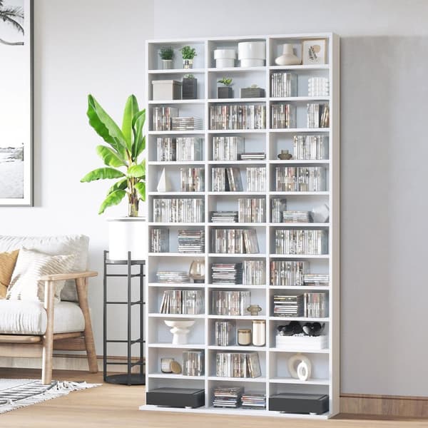 Rootz CD/DVD -hylly - Varastointijärjestäjä - Mediateline - Hallussa 1116 CDS - 195L x 102W x 23,5H CM - Korkeuden säädettävät osastot