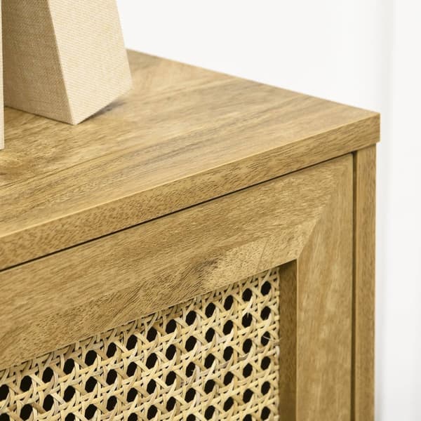 Rootz Buffet Storage -kaappi - puu ja rottinki - korkea jalusta - Vintage Touch - 90L x 32,5W x 120H CM - Monipuolinen säilytysliuos