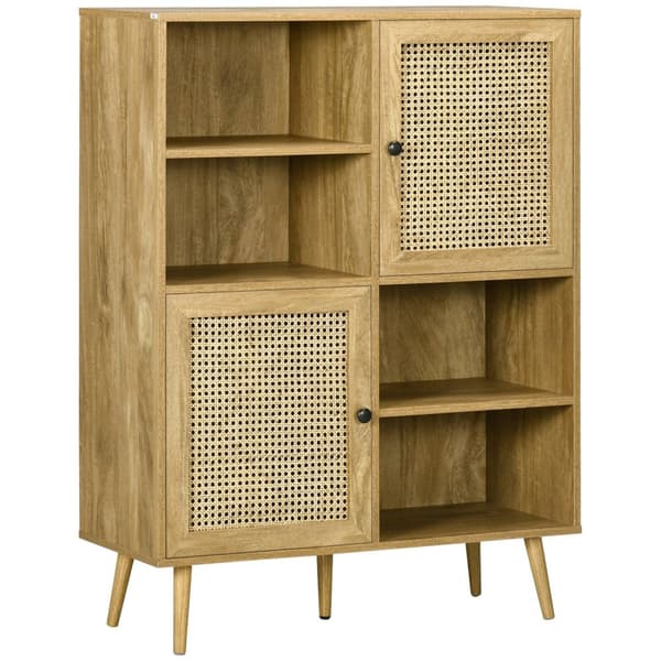 Rootz Buffet Storage -kaappi - puu ja rottinki - korkea jalusta - Vintage Touch - 90L x 32,5W x 120H CM - Monipuolinen säilytysliuos