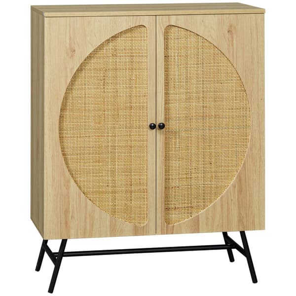 Rootz Buffet Cabinet - Sideboard - Lagringsenhet - Vintage Design - Wood & Rattan - 80cm x 39 cm x 101,8 cm