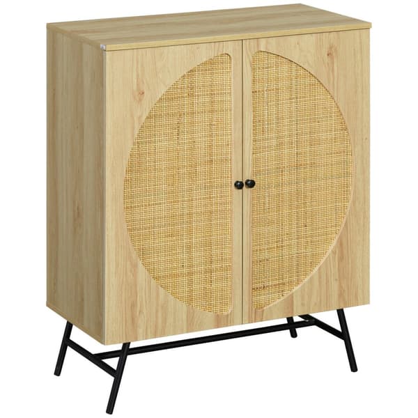 Rootz Buffet Cabinet - Sideboard - Lagringsenhet - Vintage Design - Wood & Rattan - 80cm x 39 cm x 101,8 cm