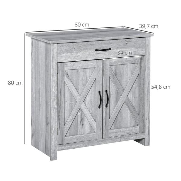 Rootz Buffet Cabinet - Landskisk opbevaring - Let træskænk - Højdejusterbar hylde - 80 cm x 39,7 cm x 80 cm