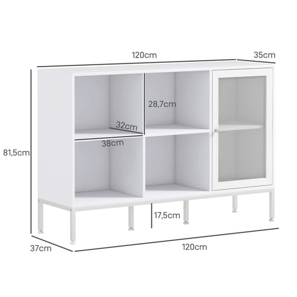 Rootz Buffet Storage Cabinet - Skænk - Skab - Justerbare hylder - 120 cm x 37 cm x 81,5 cm - Alsidig opbevaring og ventilation