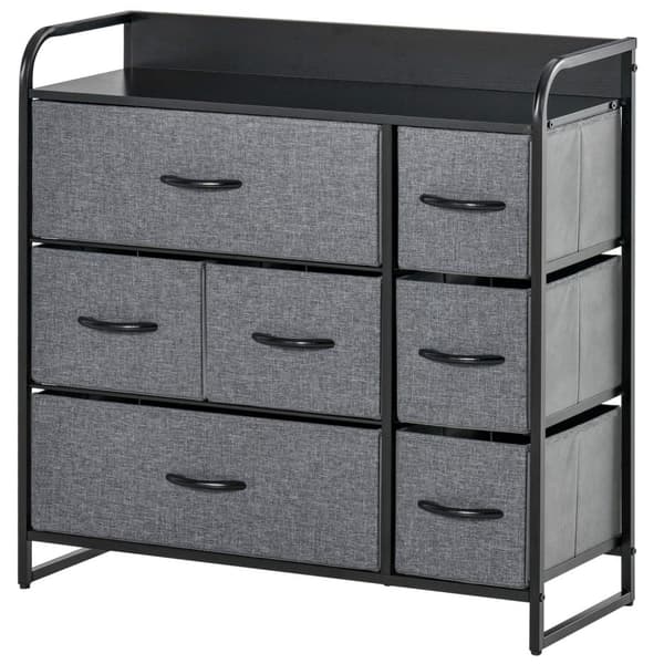 Rootzin laatikkojen rinta - 7 säilytyskalusteet - kangaslaatikot - taitettava - musta teräsrunko - 80L x 29W x 78,5h cm