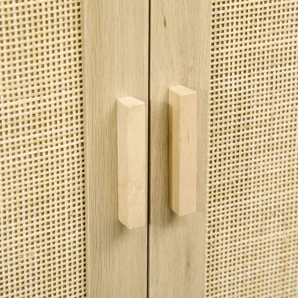 Rootz Bohemian Style skænk - Ratting kabinet - Vævet opbevaring - Justerbar hylde - 80 cm x 40 cm x 80 cm brun