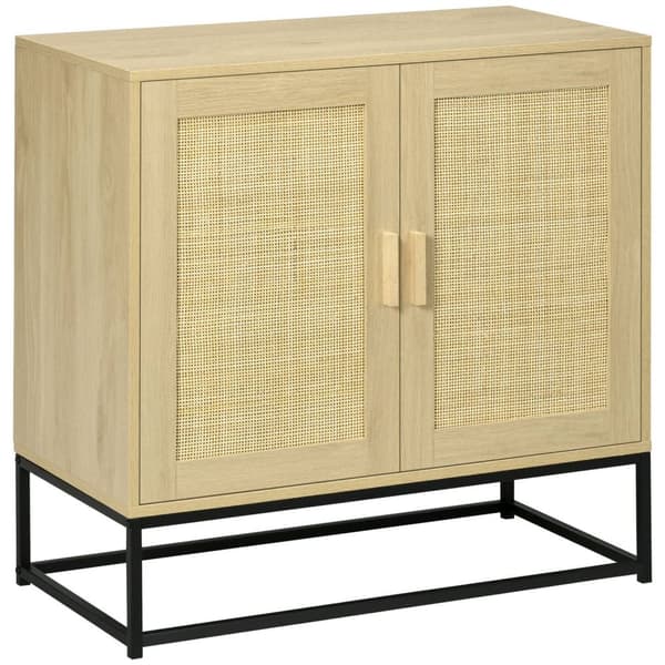 Rootz Bohemian Style skænk - Ratting kabinet - Vævet opbevaring - Justerbar hylde - 80 cm x 40 cm x 80 cm brun