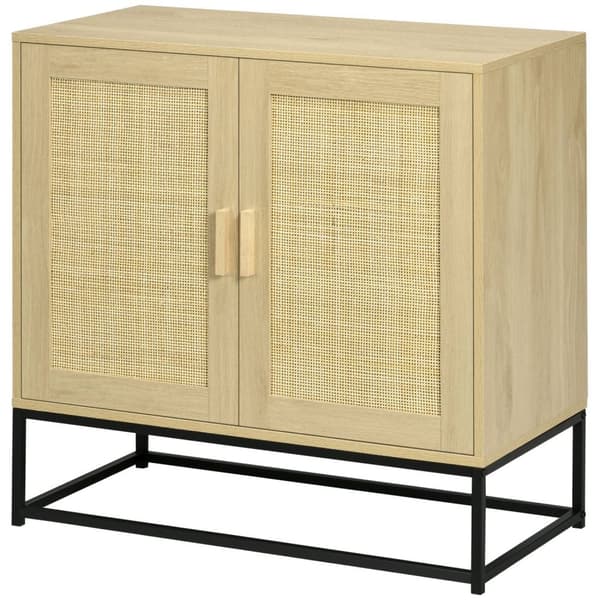 Rootz Bohemian Style skænk - Ratting kabinet - Vævet opbevaring - Justerbar hylde - 80 cm x 40 cm x 80 cm brun