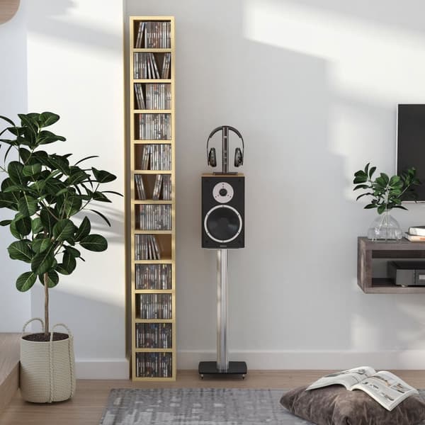 Rootz CD & DVD Storage hylde - CD/DVD -arrangør - Mediehylderenhed - Holder 204 cd'er/dvd'er - 21 x 20 x 175 cm -brown