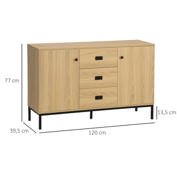 Rootz Buffet Storage -kaappi - Sideboard - Credenza - Nykyaikainen tyyli - Säädettävät hyllyt - 120L x 39,5W x 77H cm