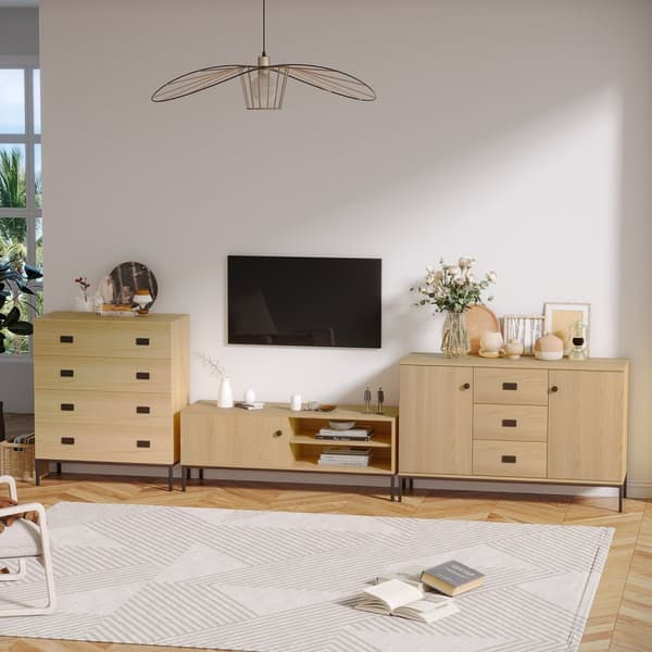 Rootz Buffet Storage -kaappi - Sideboard - Credenza - Nykyaikainen tyyli - Säädettävät hyllyt - 120L x 39,5W x 77H cm