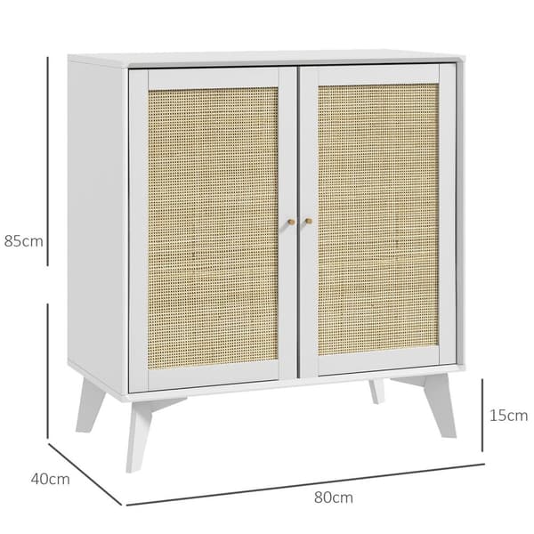 Rootz Buffet Storage Cabinet - High Storage Furniture - Rattan Front Cabinet - Bohemian Design - 80 cm x 40 cm x 85 cm