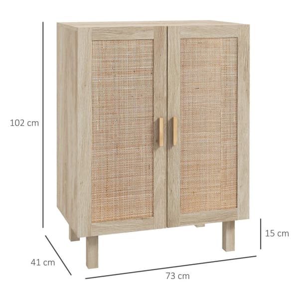 Rootz Bohème High Buffet Cabinet - Rattan Storage Unit - Boho skænk - Skjult opbevaring - 73 x 41 x 102 cm
