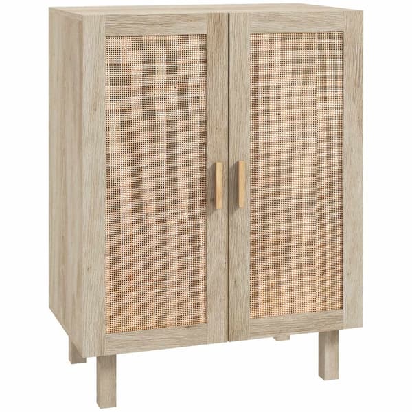 Rootz Bohème High Buffet Cabinet - Rattan Storage Unit - Boho skænk - Skjult opbevaring - 73 x 41 x 102 cm