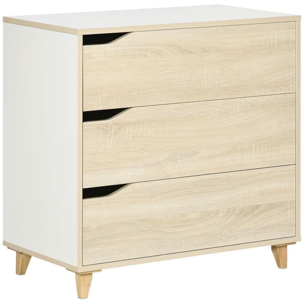 Rootz -kommode - Opbevaringsskab - kommode - Rummelige 3 skuffer - 75 x 42 x 75 cm - Elegant hvidt og træudseende