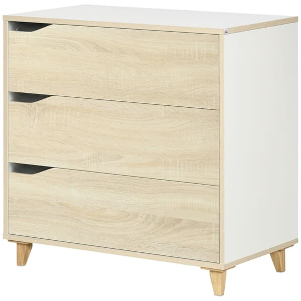 Rootz -kommode - Opbevaringsskab - kommode - Rummelige 3 skuffer - 75 x 42 x 75 cm - Elegant hvidt og træudseende