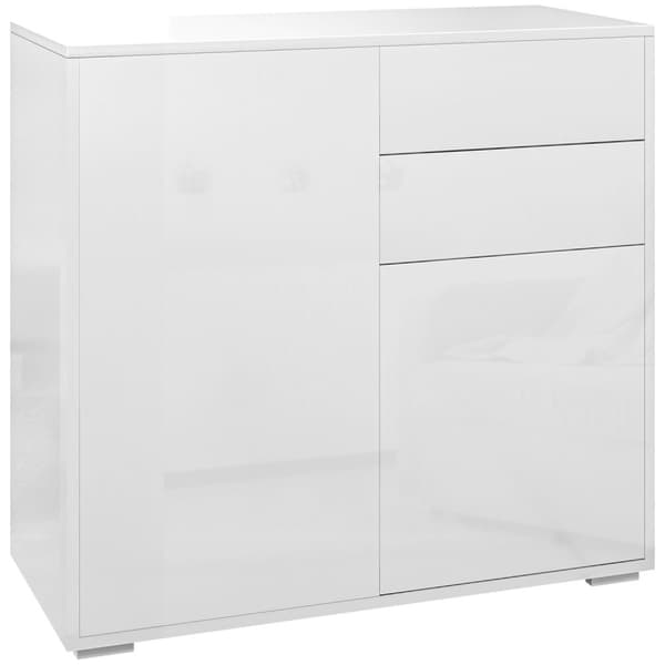 Juuren laatikkojen rintakehän sivupöytä - säilytyskaappi - modernit huonekalut - säädettävät hyllyt - 79 x 36 x 74 cm - kiiltävä valkoinen