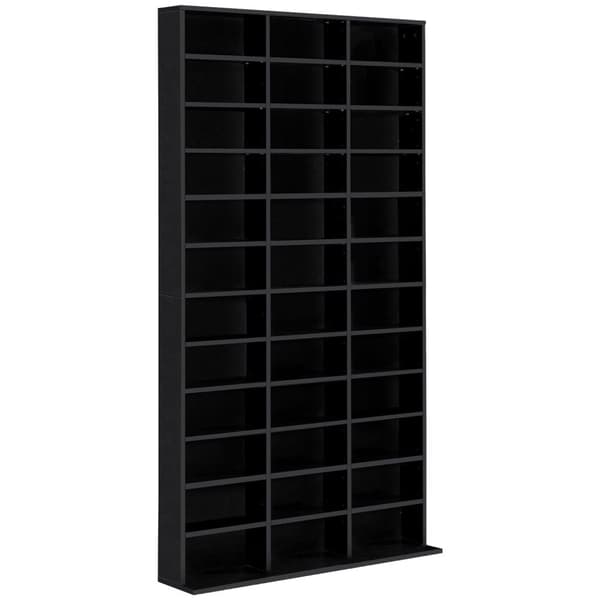 Rootz CD/DVD -hyldeopbevaring - Mediearrangør - Justerbare hylder - Butikker 1116 CDS - 102 x 24 x 195 cm - Elegant sort finish