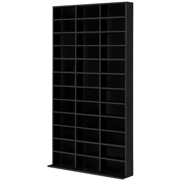Rootz CD/DVD -hyldeopbevaring - Mediearrangør - Justerbare hylder - Butikker 1116 CDS - 102 x 24 x 195 cm - Elegant sort finish