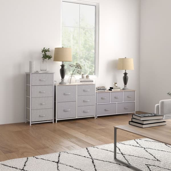 Rootz -kommode - Opbevaringsmøbler - 5 skuffe Kommode - Rumbesparende - 100 x 30 x 54 cm - Stålramme - Grå træ finish