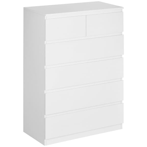 Rootz -skuffer - 6 skuffeopbevaring - Minimalistisk skab - Moderne stil - 80 cm x 39 cm x 115 cm - Hvid