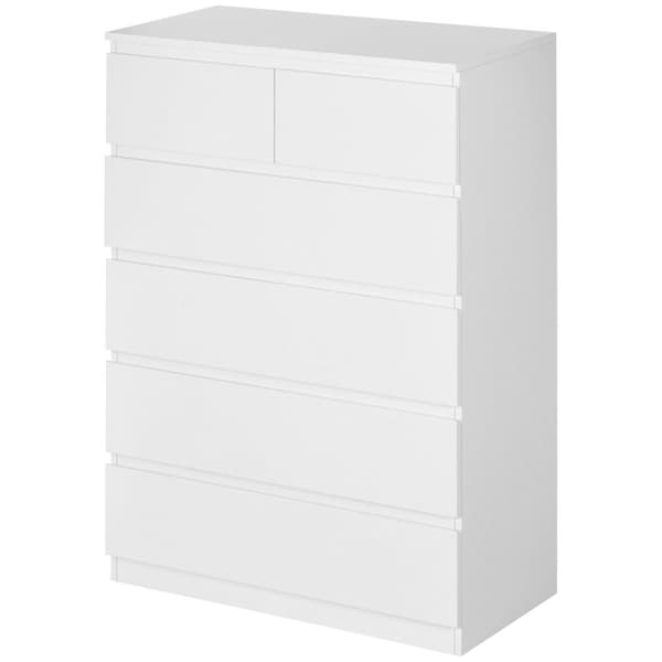 Rootz -skuffer - 6 skuffeopbevaring - Minimalistisk skab - Moderne stil - 80 cm x 39 cm x 115 cm - Hvid