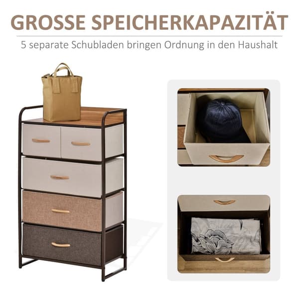 ROOTZ CHOST OF THEBLEERS - Fabric Dresser - Opbevaringsskab - Rumbesparende design - 58 cm x 29 cm x 99 cm