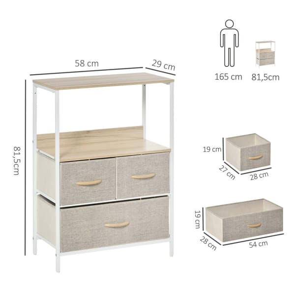 Rootz Chest of skuffer Storage Unit - Dresser - Soveværelse Skab - Reduktion - 58L X 29W X 81,5H cm