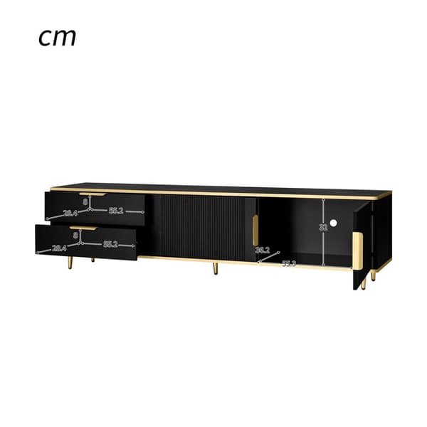 Rootz Elegant TV Cabinet - Black Media Console - Modern TV Stand - Rumle Storage - 175L X 40W X 45H CM