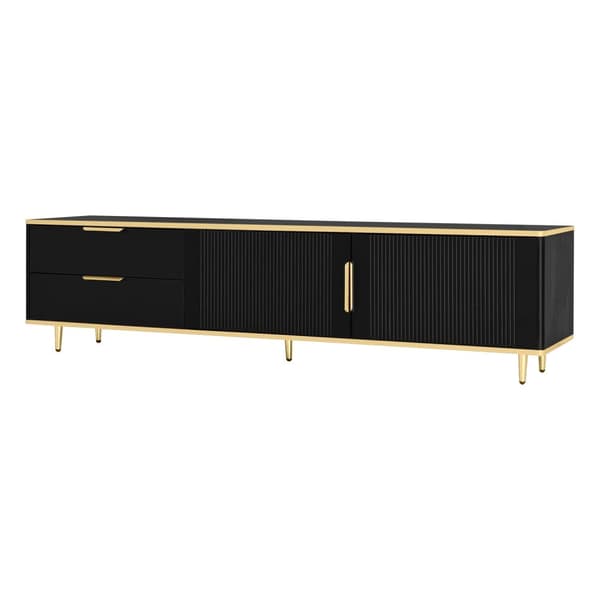 Rootz Elegant TV Cabinet - Black Media Console - Modern TV Stand - Rumle Storage - 175L X 40W X 45H CM