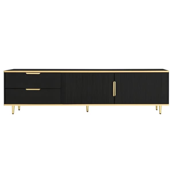Rootz Elegant TV Cabinet - Black Media Console - Modern TV Stand - Rumle Storage - 175L X 40W X 45H CM