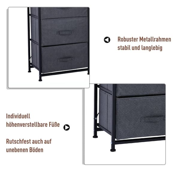 Rootz skuffe Skab Opbevaringsskab - 4 Foldbare stofskuffer - Best af skuffer - Rumbesparer - 45 cm x 30 cm x 92 cm