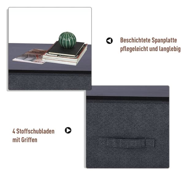 Rootz skuffe Skab Opbevaringsskab - 4 Foldbare stofskuffer - Best af skuffer - Rumbesparer - 45 cm x 30 cm x 92 cm