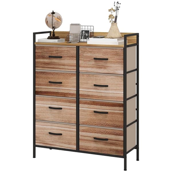 Rootz Furniture Rangement 8 skuffe bryst - Stofopbevaring - stålramme - holdbar og stabil - 79L x 29W x 101H cm