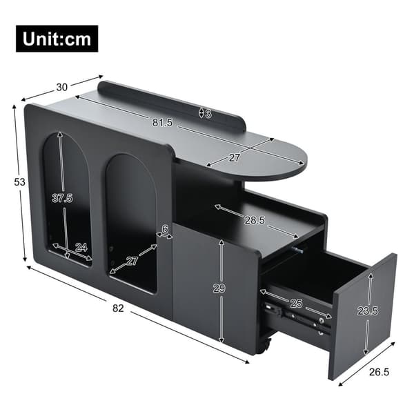 Rootz -monitoiminen sivukaappi - säilytysvaunu - Rolling Cart - Joustavat pyörät - 82 cm x 30 cm x 53cm