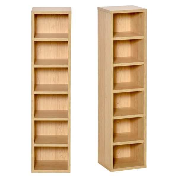 Rootz Sæt med 2 søjlehylder - CD -DVD Storage Cabinet - Media Organizer - Holdable Chipboard - 21L X 19W x 88H CM - Holder 160 cd'er - Brun farve