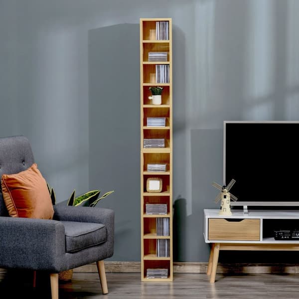 Rootz Sæt med 2 søjlehylder - CD -DVD Storage Cabinet - Media Organizer - Holdable Chipboard - 21L X 19W x 88H CM - Holder 160 cd'er - Brun farve