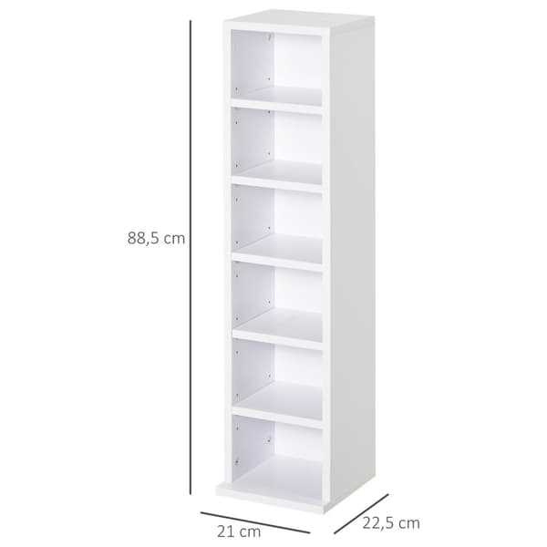 Rootz Sæt på 2 CD -stande - Mediehylder - dekorativ opbevaring - Organiser op til 204 cd'er - 21 x 22,5 x 88,5 cm - Hvid finish