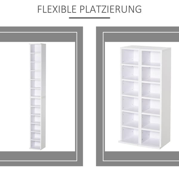 Rootz Sæt på 2 CD -stande - Mediehylder - dekorativ opbevaring - Organiser op til 204 cd'er - 21 x 22,5 x 88,5 cm - Hvid finish