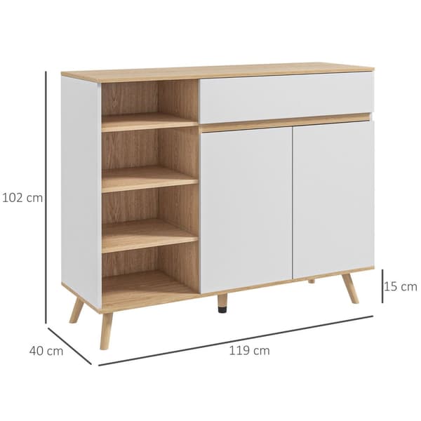 Rootz förvaringsskåp buffé - köksskåp - skänk - justerbara hyllor - 119 cm x 40 cm x 102 cm