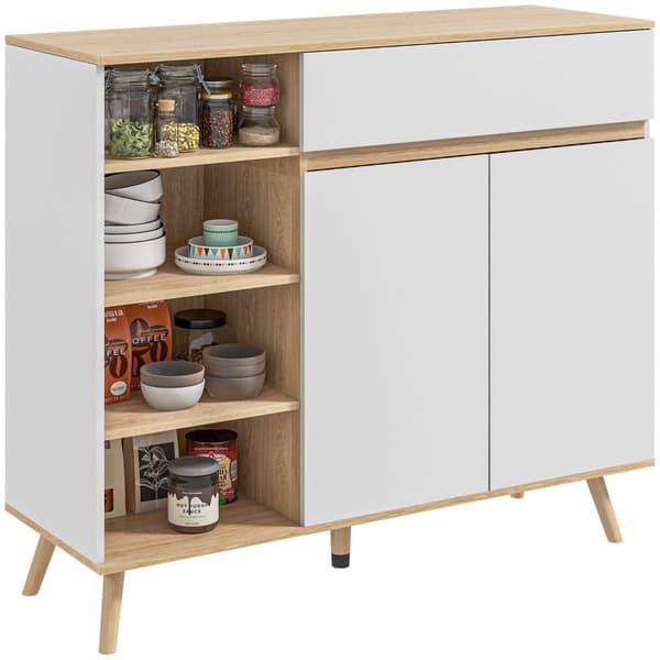 Rootz förvaringsskåp buffé - köksskåp - skänk - justerbara hyllor - 119 cm x 40 cm x 102 cm